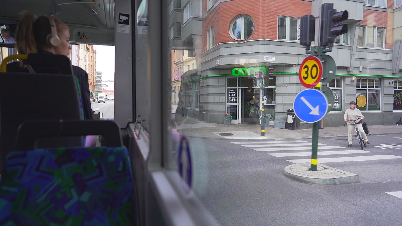 Sweden, Stockholm, Biogas bus 53 ride from Riddarhustorget to Odenplan