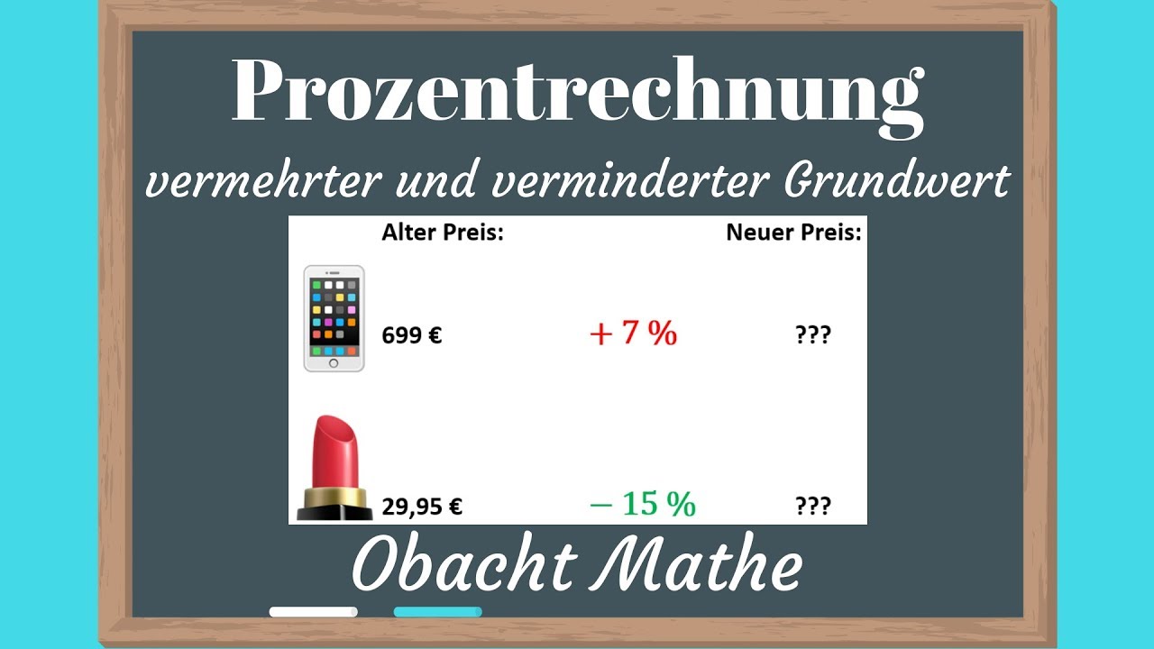 VERMEHRTER und VERMINDERTER Grundwert: PROZENTRECHNUNG | einfach erklärt mit Beispielen| ObachtMathe