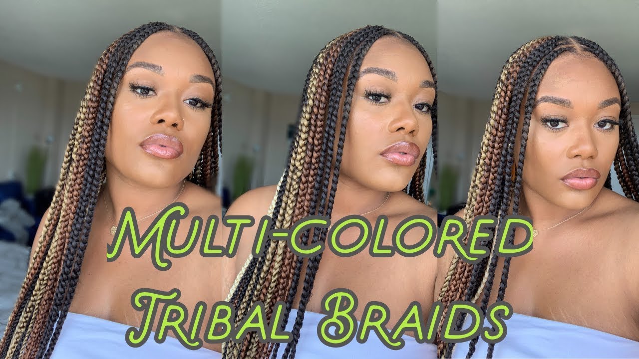 MULTI-COLORED TRIBAL BRAIDS | PROTECTIVE STYLE | TETEMARIEE