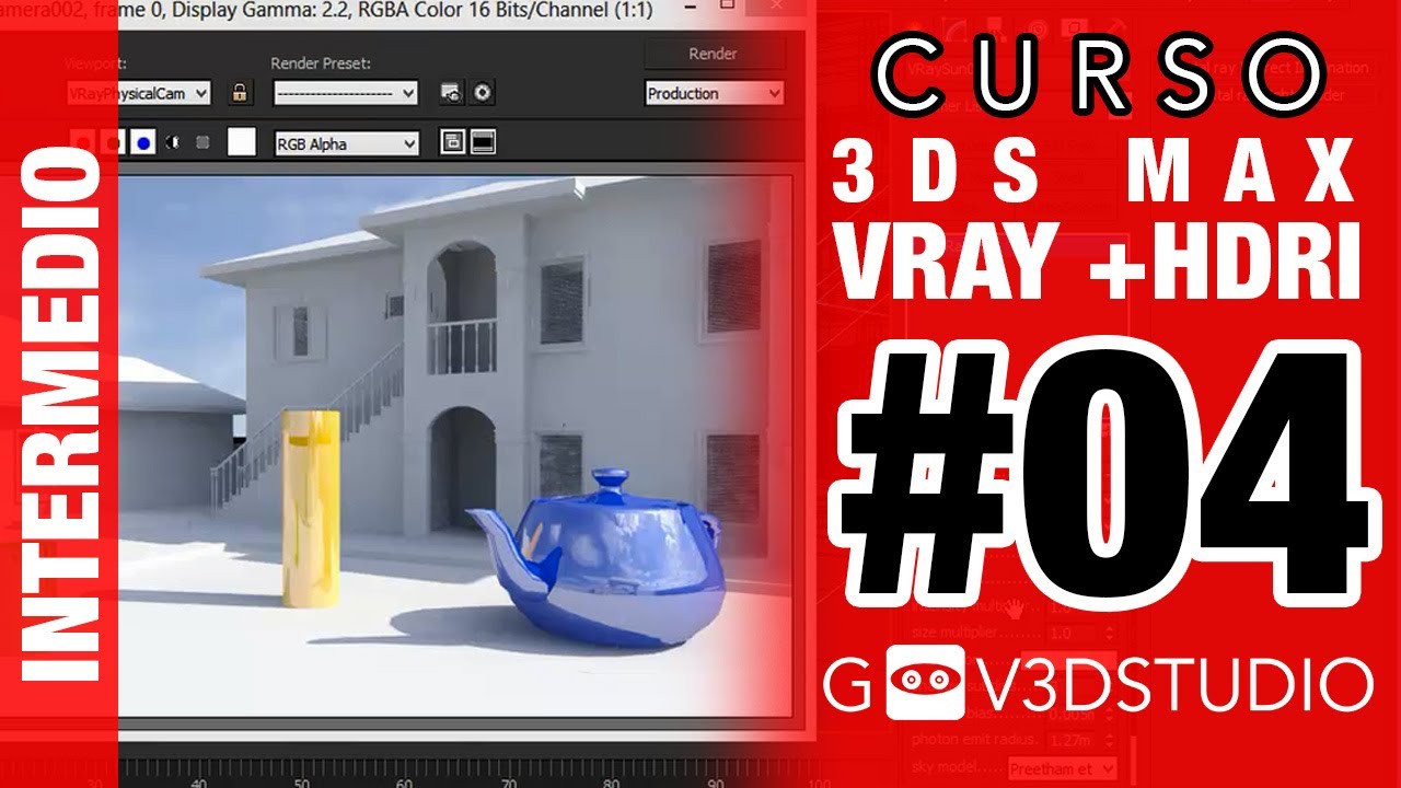 3ds Max Vray HDRI 04 Reforzar iluminación con luz solar Direct VRay Sun