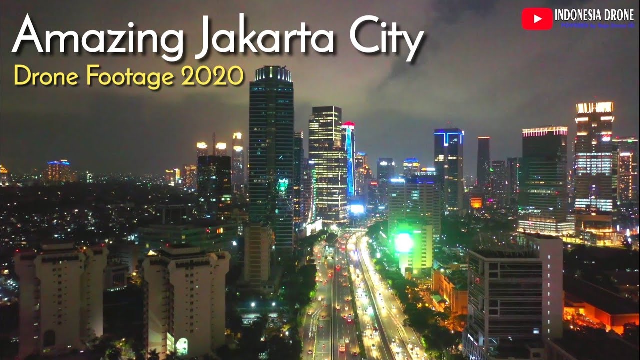 Jakarta Night Drone Footage, Amazing Capital City of Indonesia 2020
