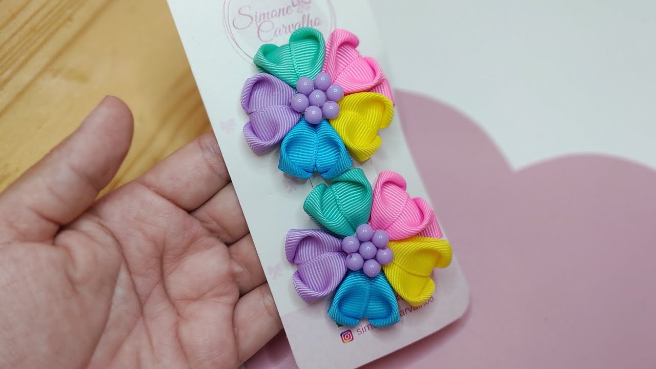 Flor Coração Com Fita N 5 🎀