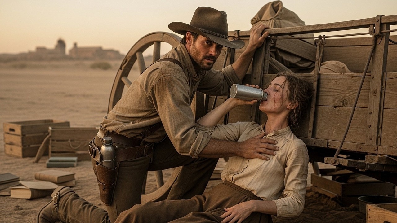 She Was Trapped Under The Overturned Wagon, The Cowboy Lifted It Off And Checked Her For Injuries
