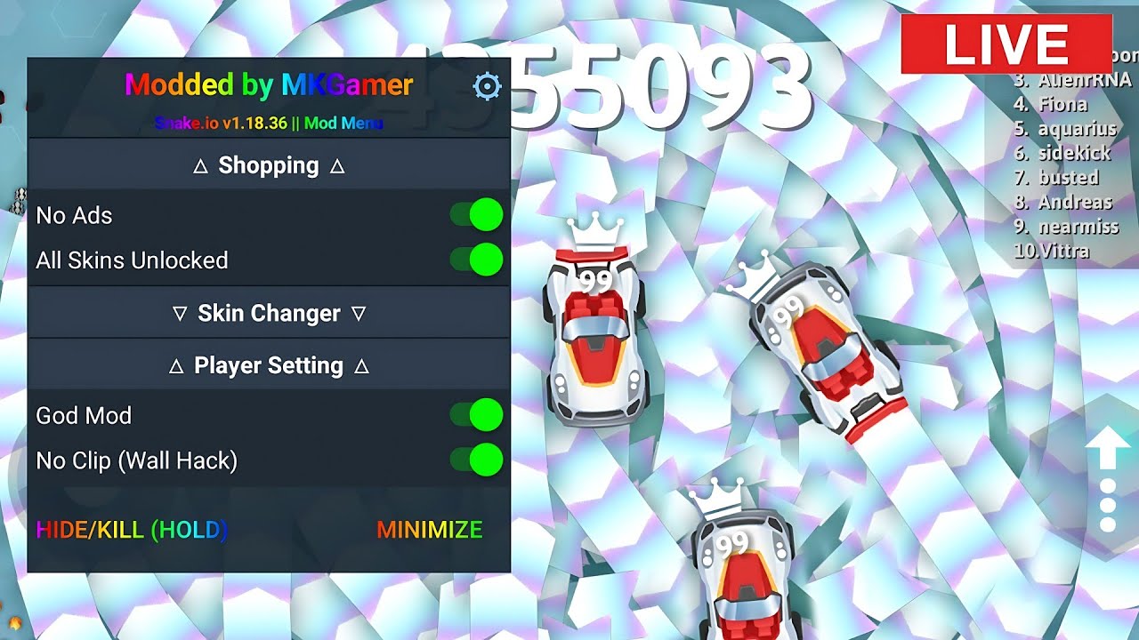 God mod menu live gameplay on snake io fun snake.io Snakeio Fun Snake.io.