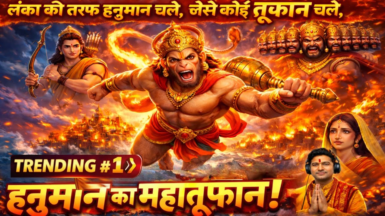 लंका की तरफ हनुमान चले जैसे कोई तूफान चले | Powerful Hanuman Bhajan | Jai Hanuman 🔥 #bajrangbali 