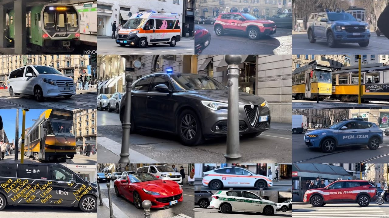 Auto in borghese in sirena , Ferrari , vigili del fuoco e tanto altro 