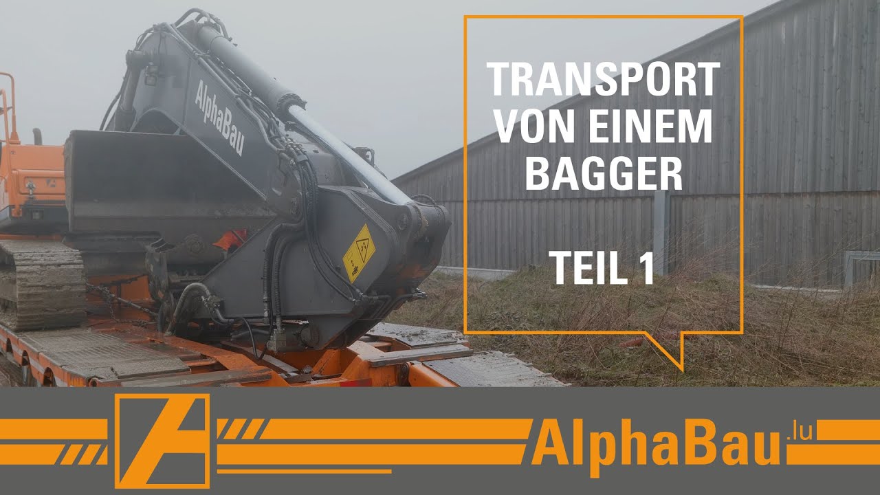 Wir transportieren einen Bagger