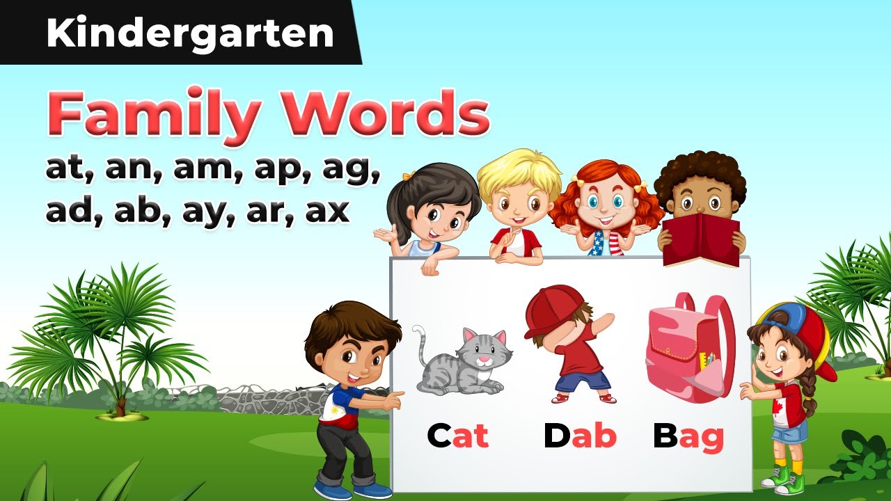 Family Words - at, an, am, ap, ag, ad, ab, ay, ar, ax | Learning to Read With Phonics | Kindergarten