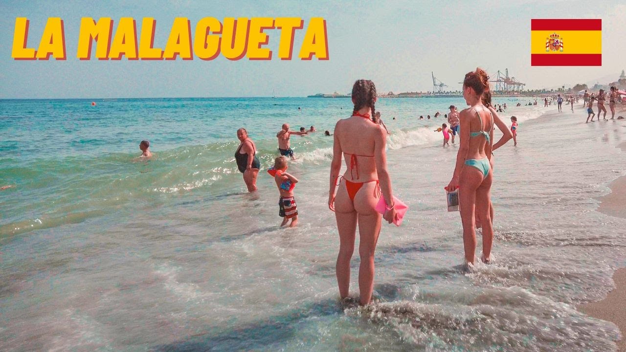 PLAYA DE LA MALAGUETA | MALAGA BEACH WALK, COSTA DEL SOL, SPAIN - JUNE 2023