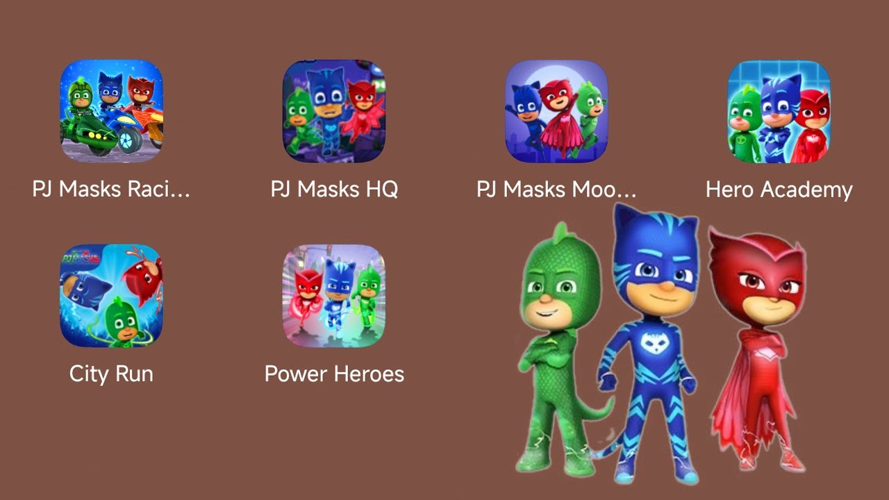 Геймплей PJ Masks для Android: Герои в масках, Гонки героев, Штаб, Лунные герои, Академия героев,...