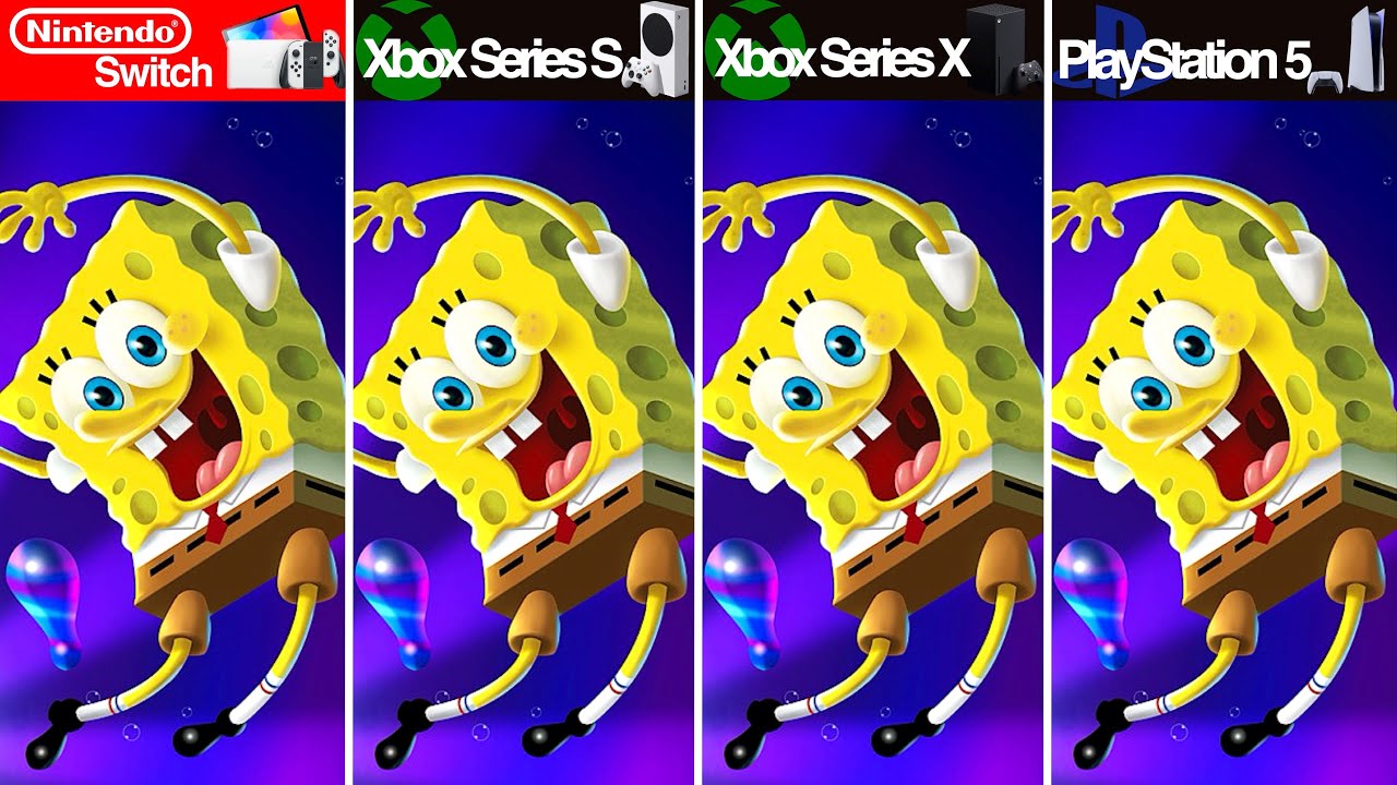 Spongebob Squarepants: The Cosmic Shake — Nintendo Switch, Series X|S и PS5 — Сравнение графики