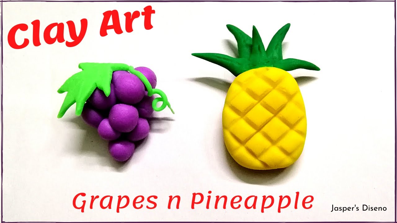 Easy Clay Art Fruits | Miniature Grapes Pineapple | Play Dough Miniature Crafts | Simple Tutorial