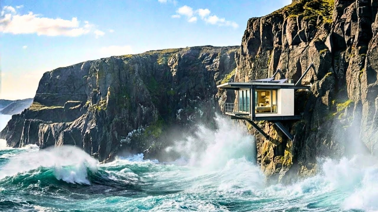 I BUILT A CLIFFSIDE HOME ABOVE THE OCEAN | Helping a Homeless Woman with a Modern Sea-Cliff House