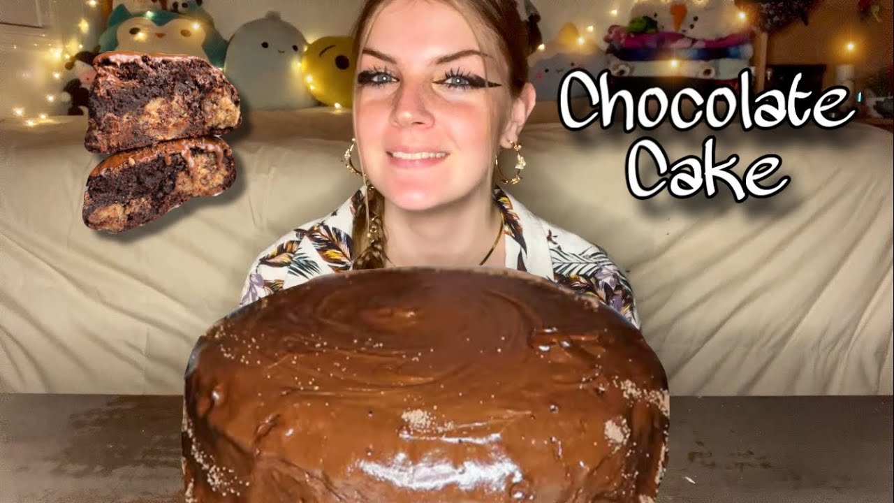 CHOCOLATE COOKIE DOUGH CAKE MUKBANG! (Vegan) (No Talking)