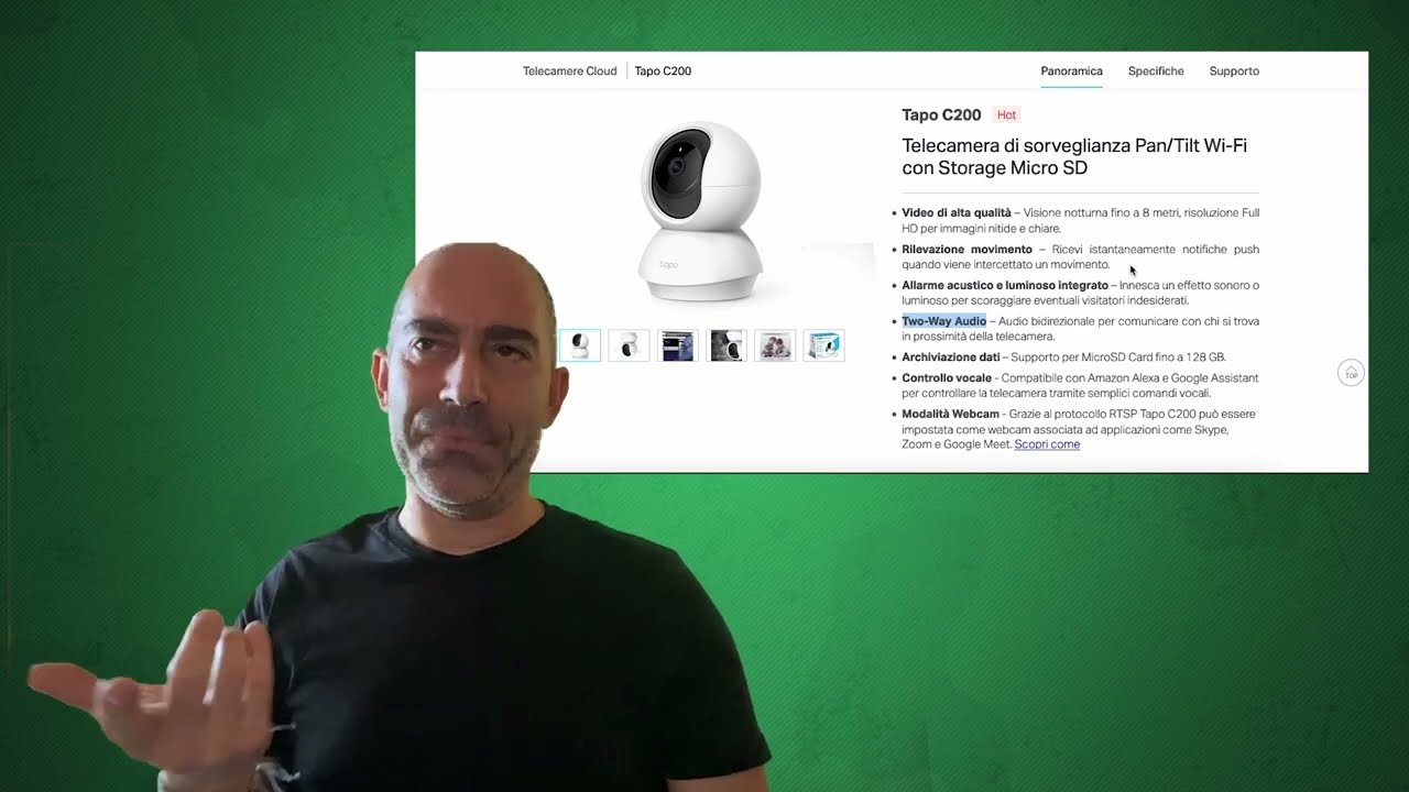 Video LIS (TAPO C200) TP-Link Telecamera sorveglianza..
