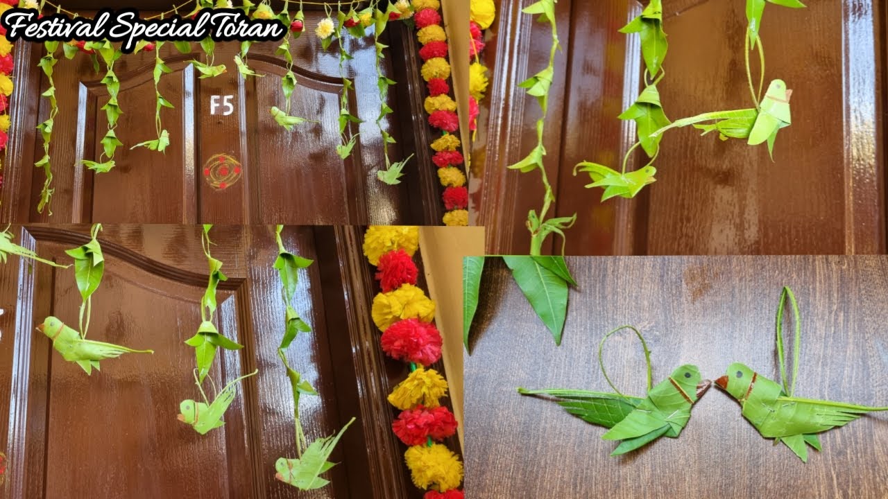 Mango Leaf Toran |Parrot with Mango Leaf|Mango Leaf Decoration Ideas| Mango Leaf Toran for Festivals