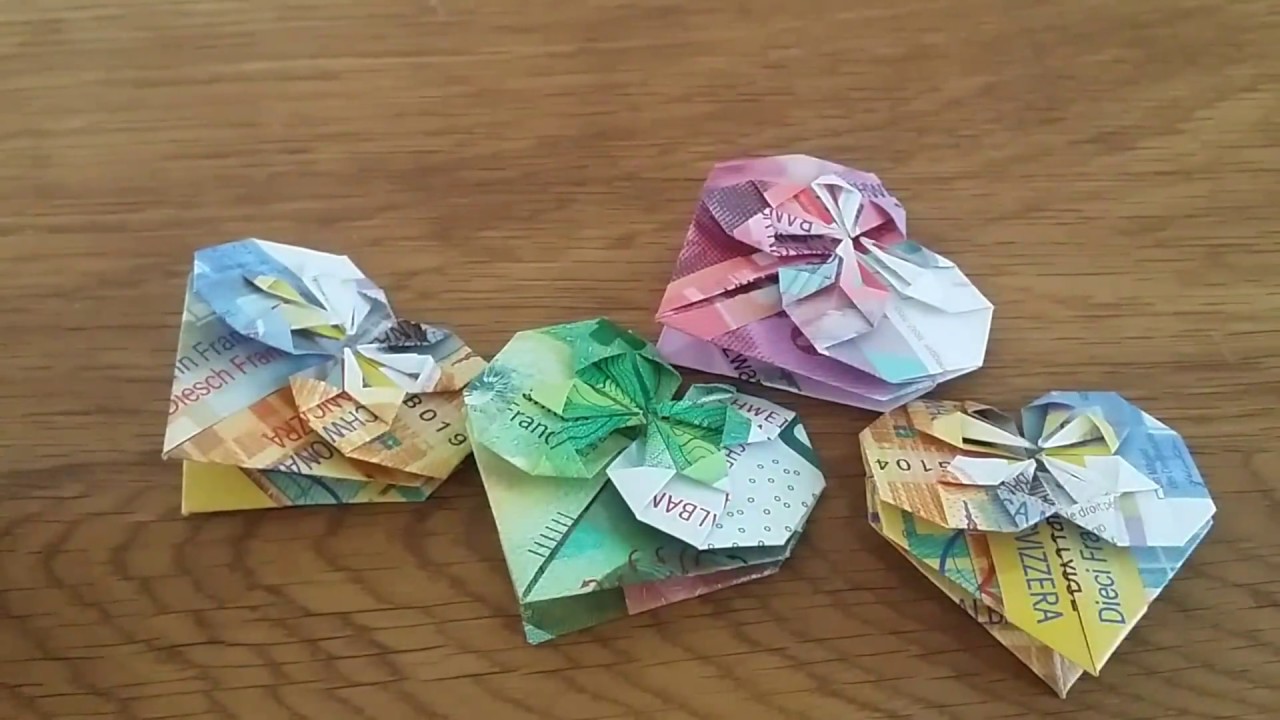 Swiss Franc Origami Heart