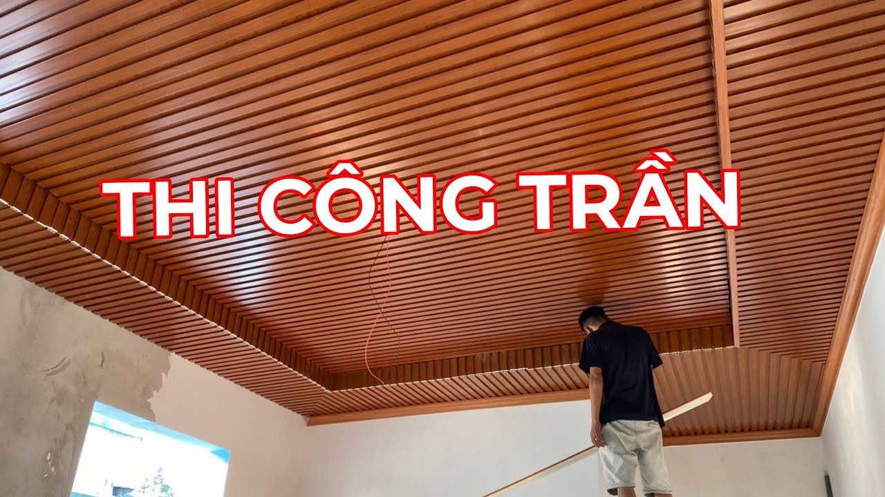 Thi công trần nhựa lam sóng vân gỗ
