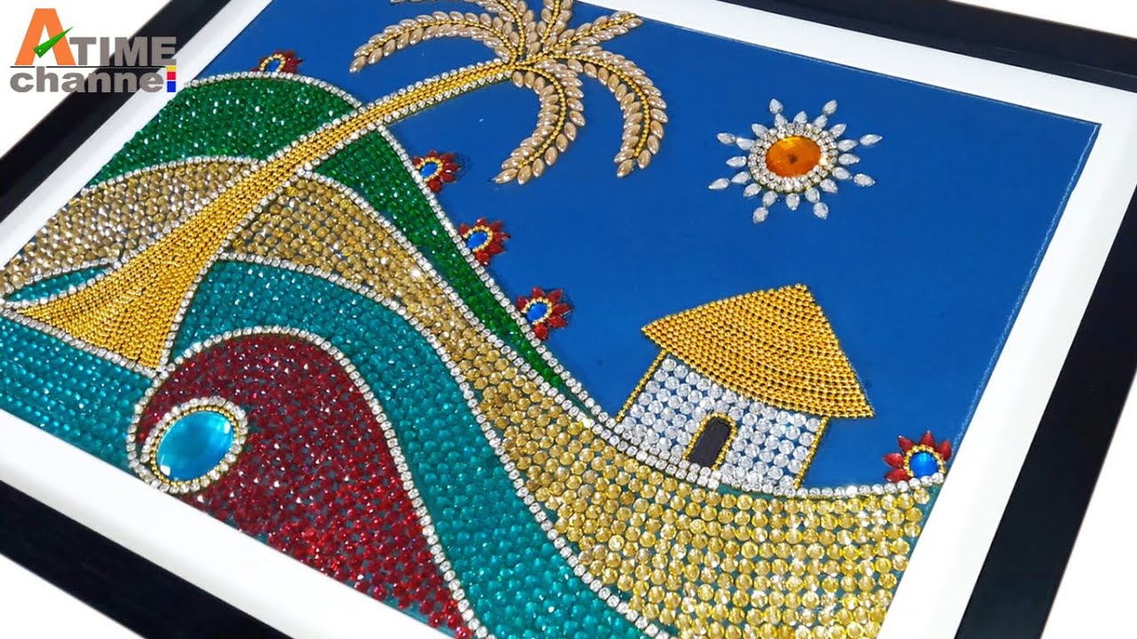 DIY kundan design craft | kundan wall hanging painting decoration ideas | Beautiful kundan Rangoli
