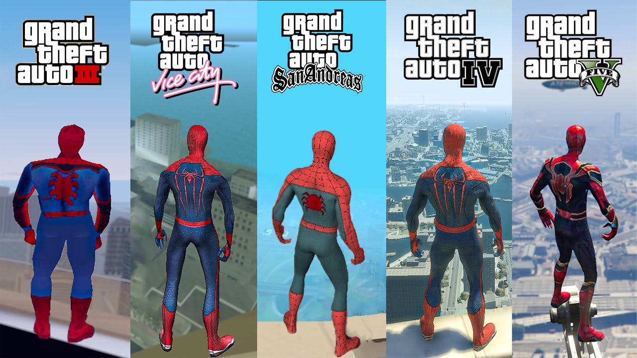 Evolution of Spider-Man Jumping From Highest Point in All GTA Games