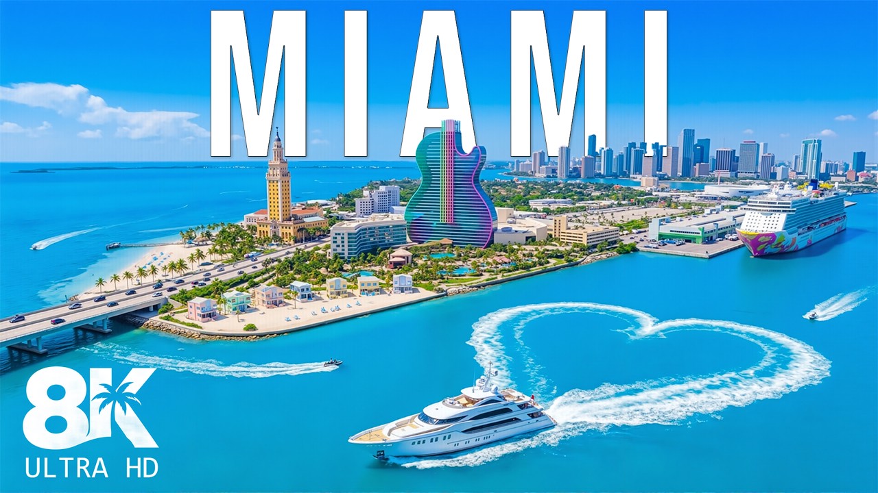 Miami 8K Paradise 🇺🇸 | South Beach, Biscayne Bay, Skyline Views & Tropical Ocean Escape