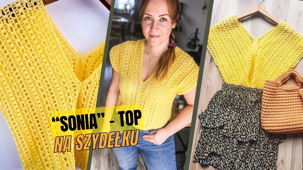 Top Sonia, bluzka na szydełku, crop top crochet tutorial.