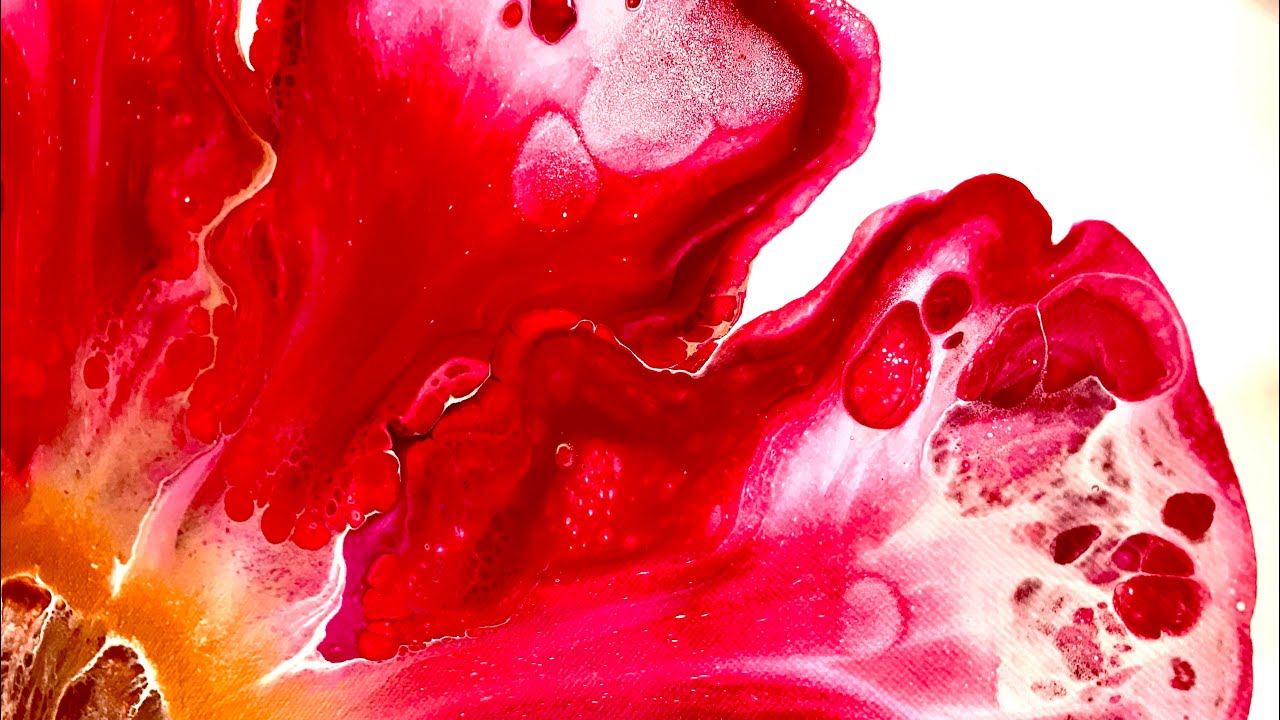 #28 Red And Pink Sunflower 🌻 |  Valentine Pour | Dutch Pour with Swipe | Acrylic Pour Painting |