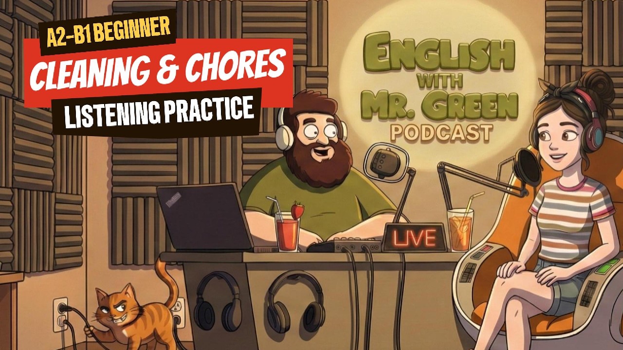 English Listening Practice (A2–B1) | Cleaning Day Chaos 😅 | Learn Chores Vocabulary