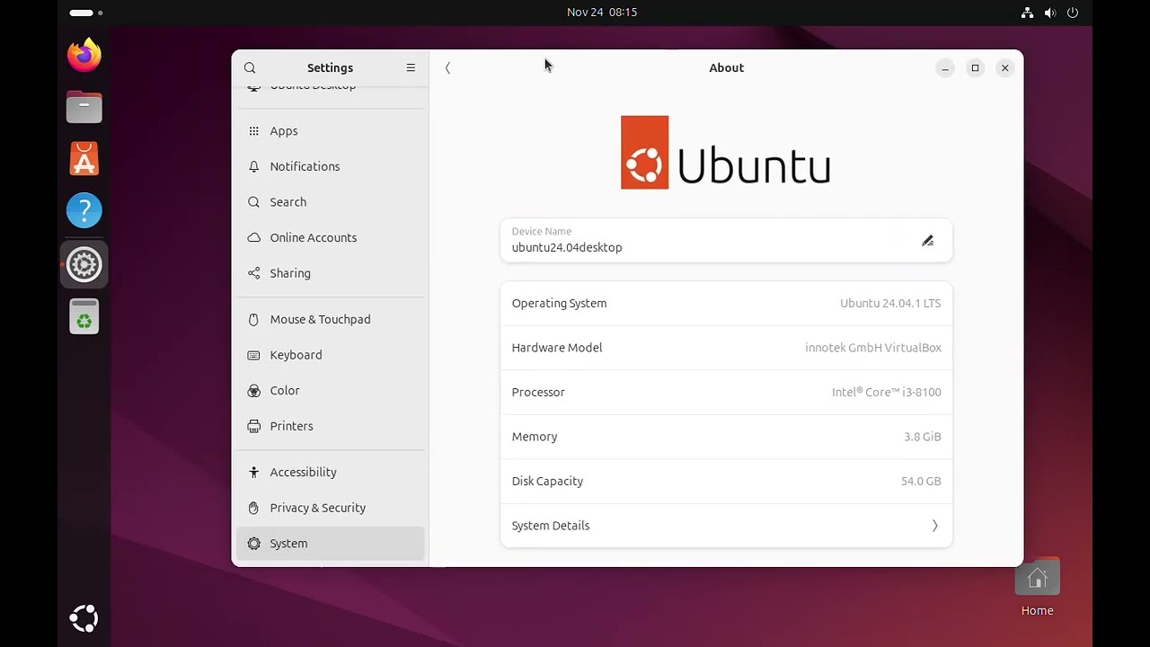 Initial settings of Linux Ubuntu Desktop 24.04