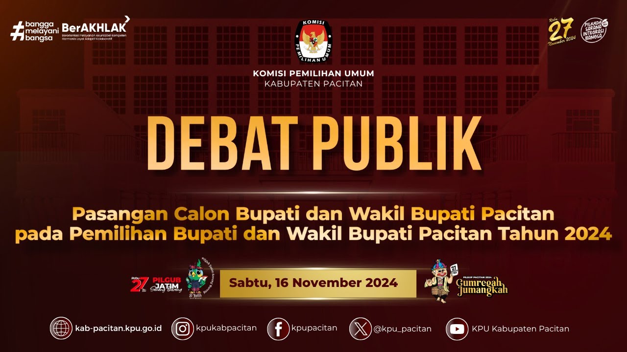 Debat Publik Calon Bupati & Wakil Bupati Pacitan Pemilihan Tahun 2024