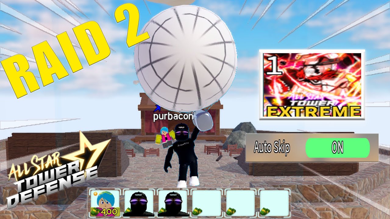 Beating Raid 2 Extreme (Blimp Mount) | Solo Gameplay (3 Units) | Roblox All Star Tower Defense