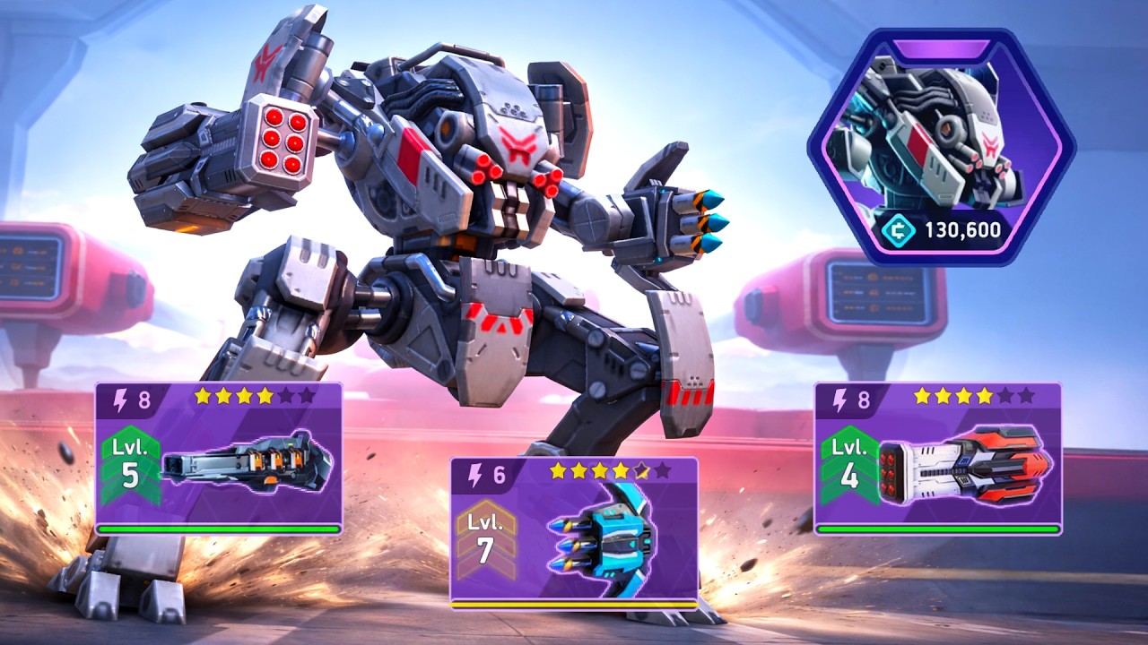Sentinel with Cryo Javelin 6, Missile Rack 8, Ember Gun 8 - Mech Arena