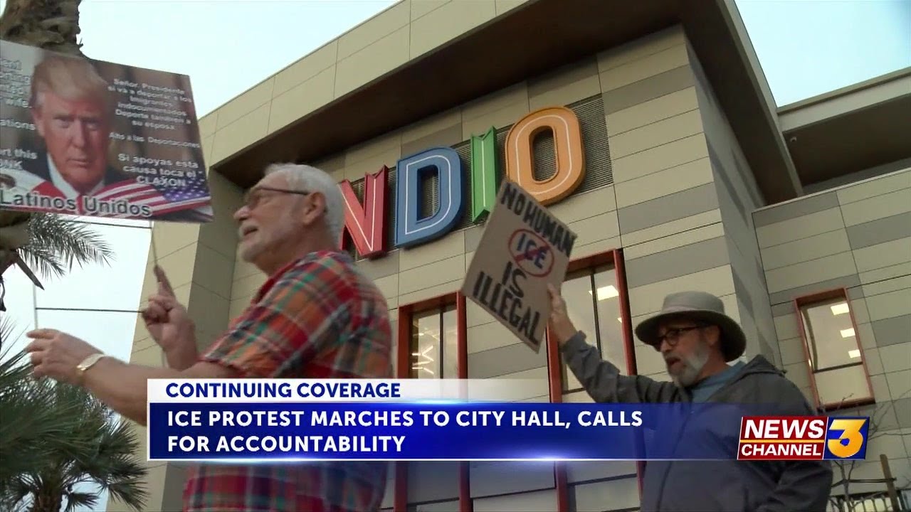 ‘ICE out of Indio’ protest marches to City Hall, calls for accountability