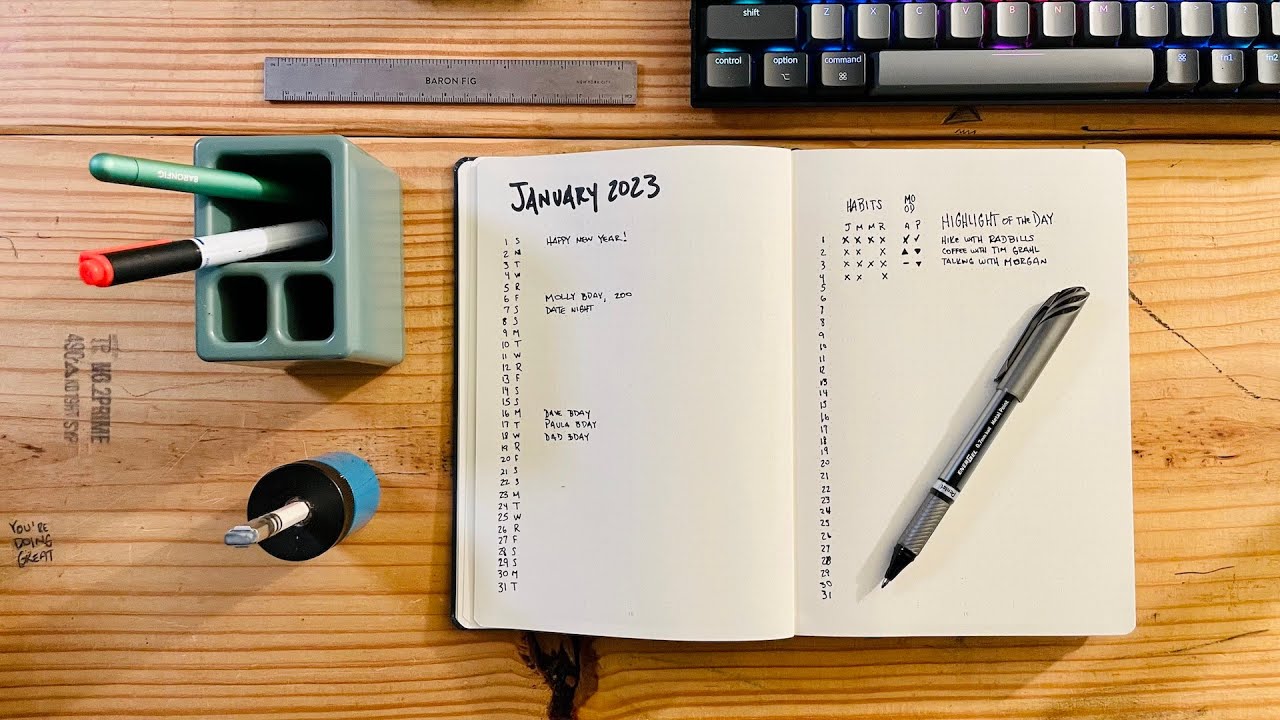Минималистичное оформление Bullet Journal к Новому году