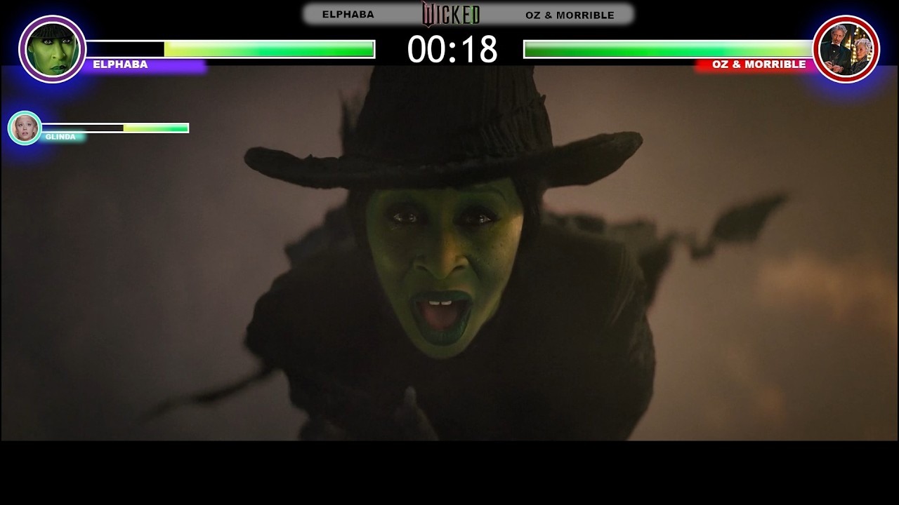 Wicked - Elphaba & Glinda vs Wizard Oz & Madame Morrible Final Battle with healthbars