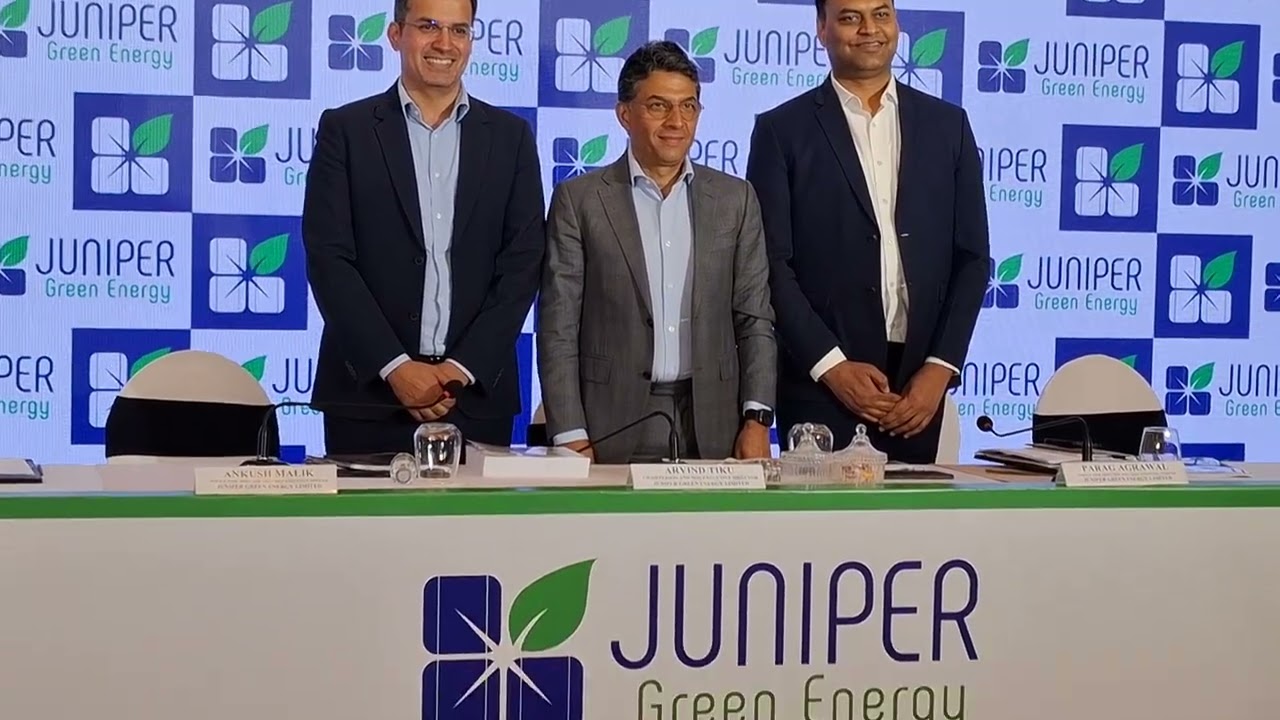 P C of Juniper Green Energy Limited. Seen at event is Arvind Tiku, Ankush Malik, and Parag Agrawal.