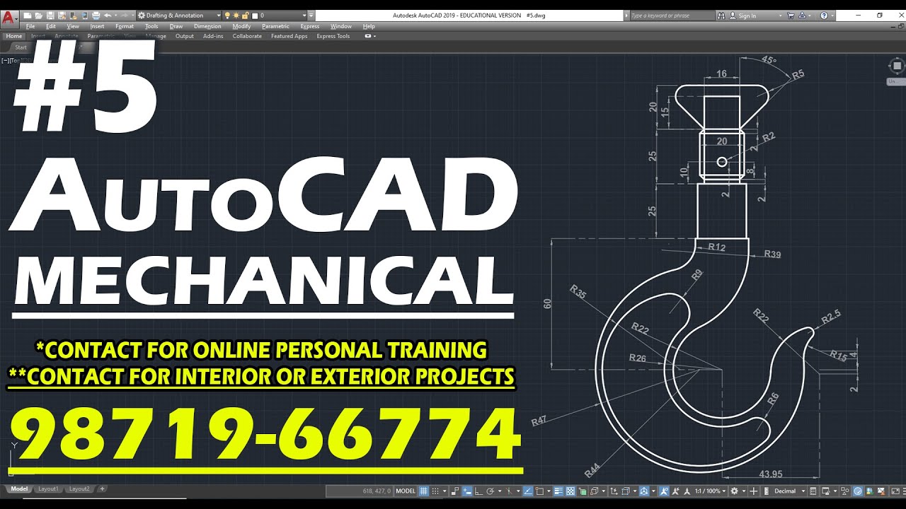 #5 || AUTOCAD MECHANICAL PRACTICE DRAWING 5 ||