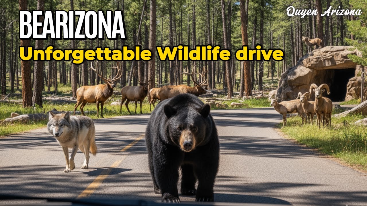 BEARIZONA Drive-Thru WildLife Park, Walk-Thru Park in Williams Arizona | 4K