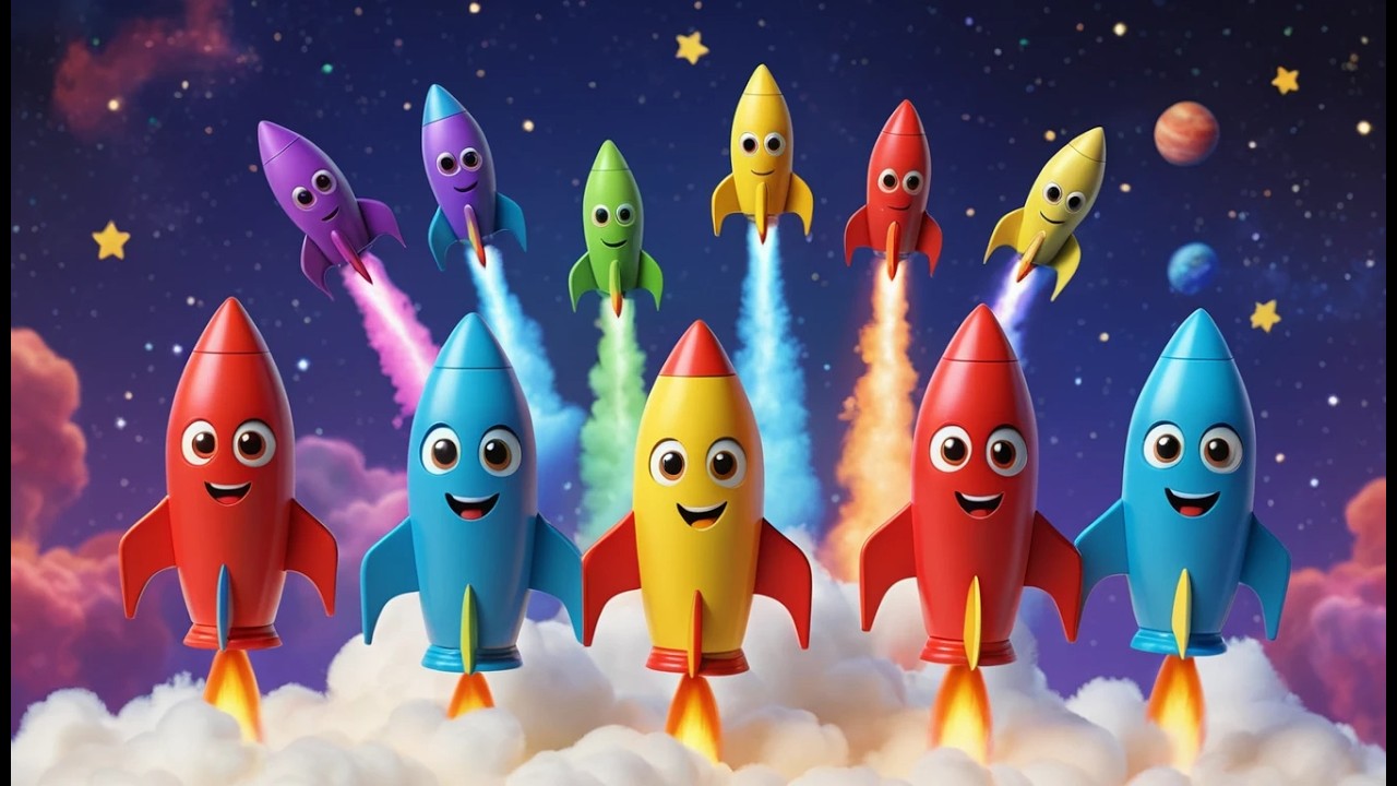 Fünf kleine Spielzeugraketen Zoom Zoom Zoom | Weltraum-Kinderlied & Weltall-Abenteuer