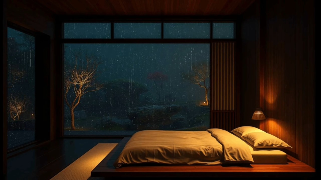 10 Hours Heavy Rain and Thunder Sounds for Sleeping 🌧️ Deep Sleep in 5 Minutes | Cozy Bedroom Night