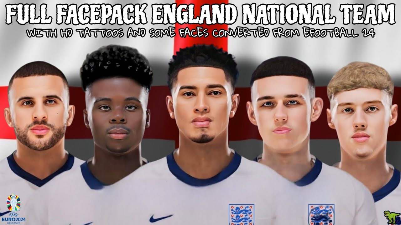 FULL FACEPACK ENGLAND NATIONAL TEAM UPDATED TO EURO 2024