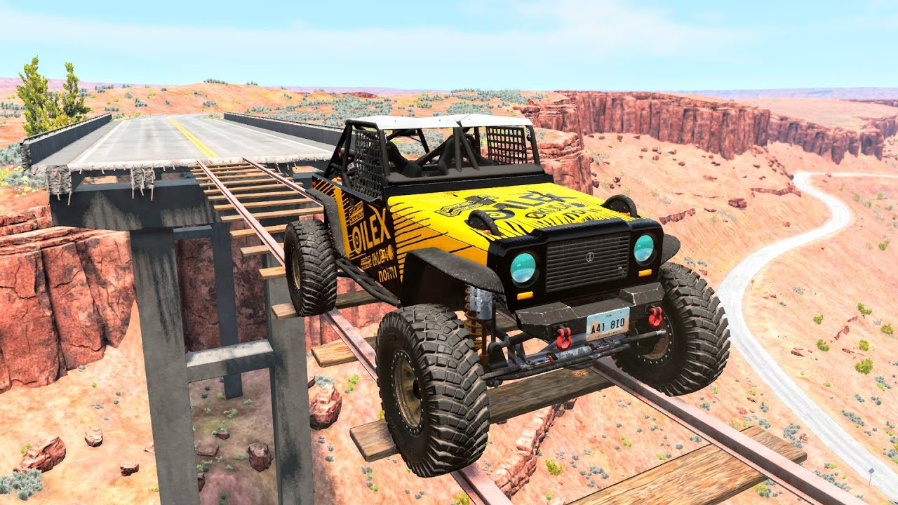 Cars vs Train Track Bridge #1 &ndash; BeamNG.Drive | BeamNG Car Crusher