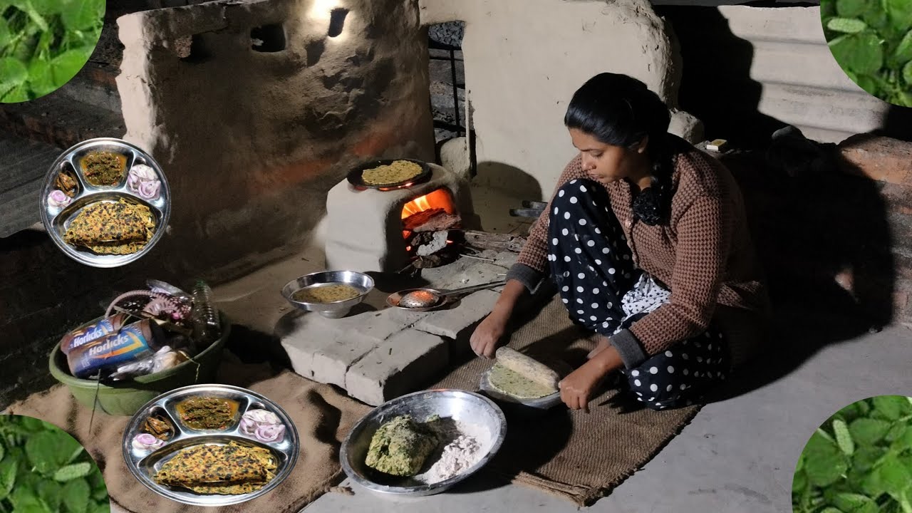 🌃Raat ke Khane Me💁Methi Muli Pyaj Ke ParaatheTamatar KiTeekhi Chatni Banaya |☃️ WinterSpecial Night