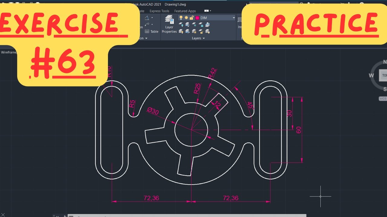 AutoCAD 2D Drawing Step By Step Practice for Beginners #63