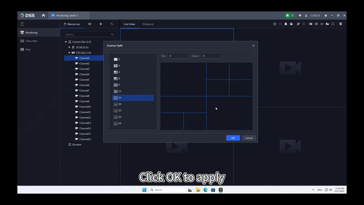 DHCA-DSS - 13. DSS Basic  How to set a custom split view in DSS