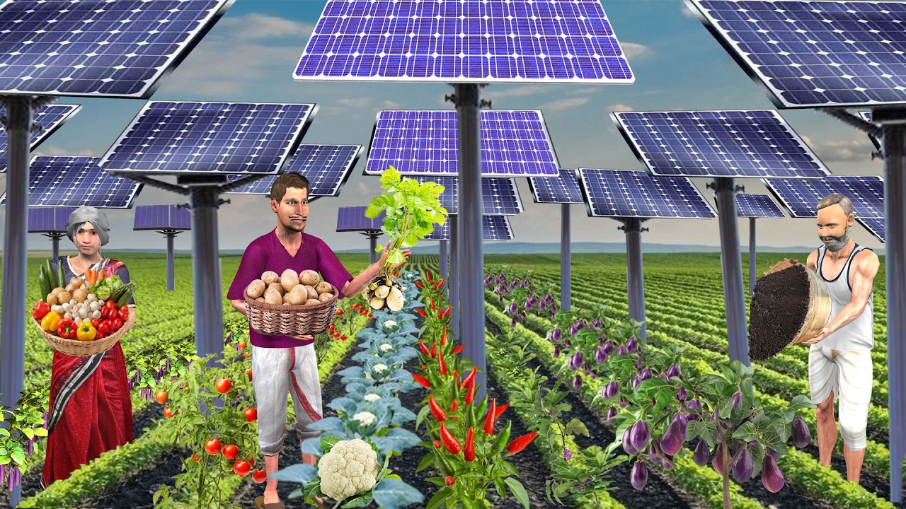 Solar Panels Smart Farming Organic Food Vegetables Fruits Hindi Kahaniya Moral Stories Comedy Video
