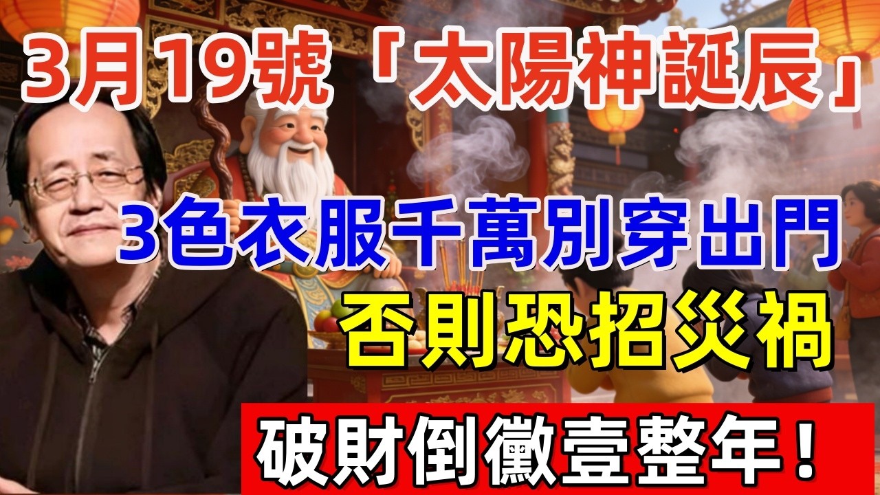 3月19號，二月初壹，「太陽神誕辰」，這3色衣服千萬別出出門，否則恐招災禍，破財倒黴壹整年！#佛缘#风水  #佛教 #命理 #横财 #易经 #佛法 #佛陀 #佛學#运势#偏财