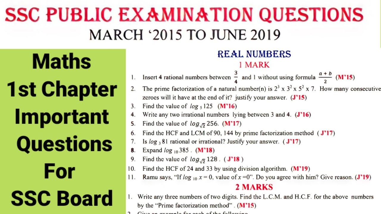 10th class | Maths | 1.Real Numbers chapter | Important Questions for SSC Board Exams|1 chapter sums