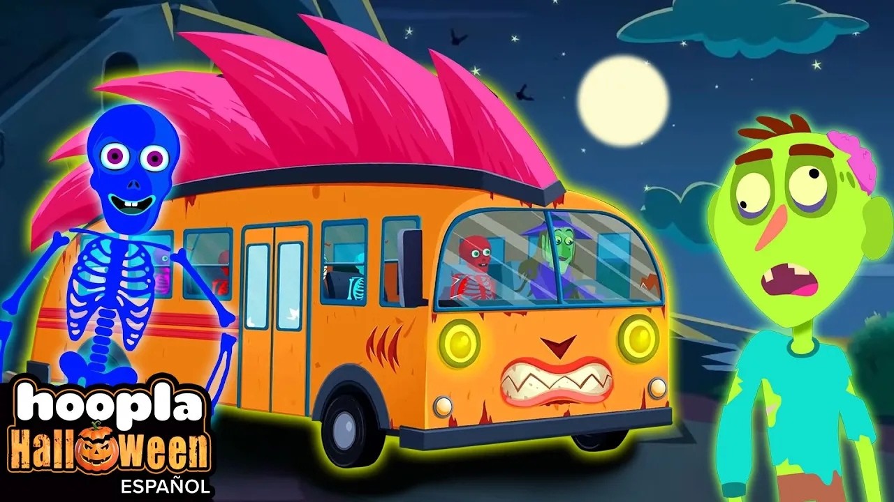 Las Ruedas del autobús | Canciones espeluznantes para niños | Hoopla Halloween Español