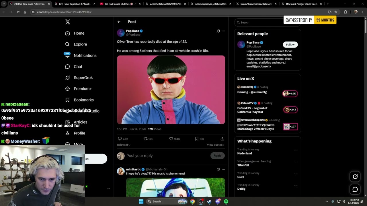 xQc реагирует на смерть Oliver Tree